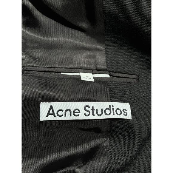 Acne Studios Black 'Net Sustain' Recycled Grain De Poudre Blazer Size 32 - Picture 4 of 5